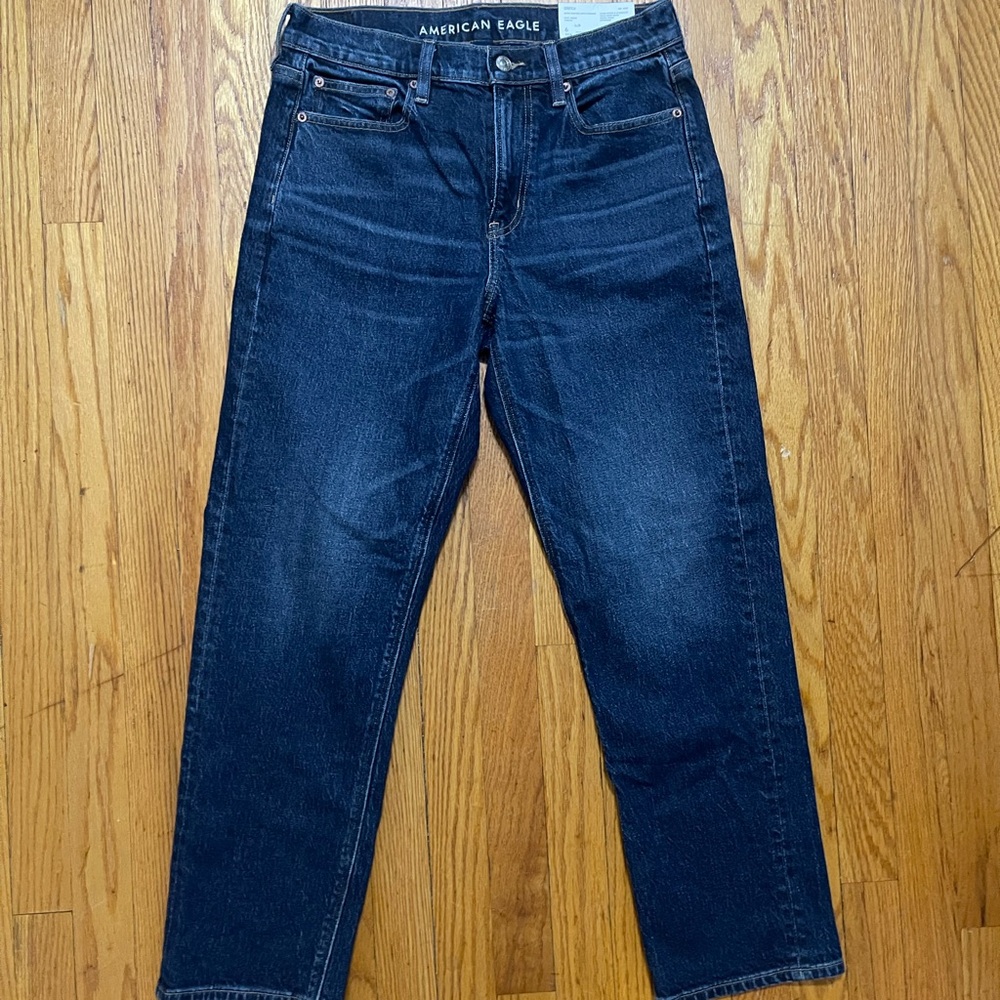 American Eagle Women’s Super High Rise Ankle Straight Dark Indigo Jeans